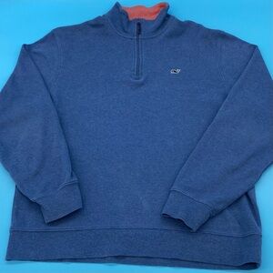 Vineyard Vines Men's Beach Blue 1/4 Zip Sweatshirt 100% Pima Cotton Size Medium